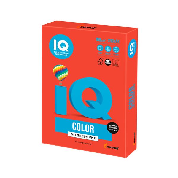Бумага IQ color, А4, 160 г/м2, 250 л., интенсив кораллово-красная, CO44
Бумага IQ color, А4, 160 г/м2, 250 л., интенсив кораллово-красная, CO44