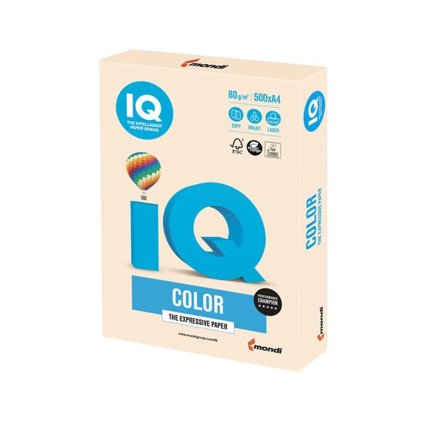 Бумага IQ color, А4, 80 г/м2, 500 л., пастель, кремовая, CR20
Бумага IQ color, А4, 80 г/м2, 500 л., пастель, кремовая, CR20