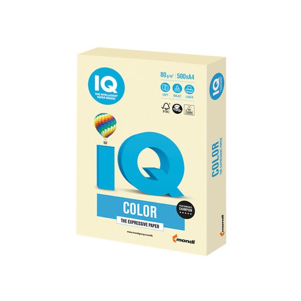 Бумага IQ color, А4, 80 г/м2, 500 л., пастель, ванильная, BE66
Бумага IQ color, А4, 80 г/м2, 500 л., пастель, ванильная, BE66