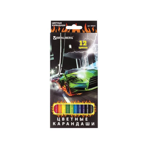 Карандаши цветные BRAUBERG InstaRacing, 12 цветов, заточенные, картонная упаковка с отделкой выборочным лаком, 180533, (6 шт.)
Карандаши цветные BRAUBERG InstaRacing, 12 цветов, заточенные, картонная упаковка с отделкой выборочным лаком, 180533, (6 шт.)