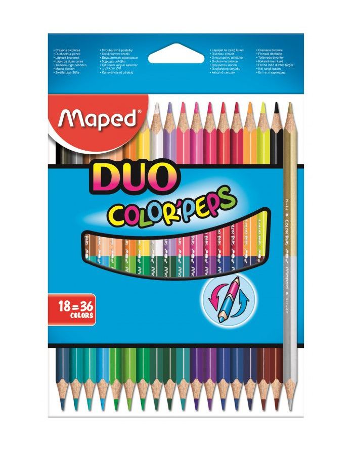 Карандаши цветные двухсторонние Maped Color'Peps 18 цветов 829601 (12 шт. в уп-ке)
Карандаши цветные двухсторонние Maped Color'Peps 18 цветов 829601 (12 шт. в уп-ке)