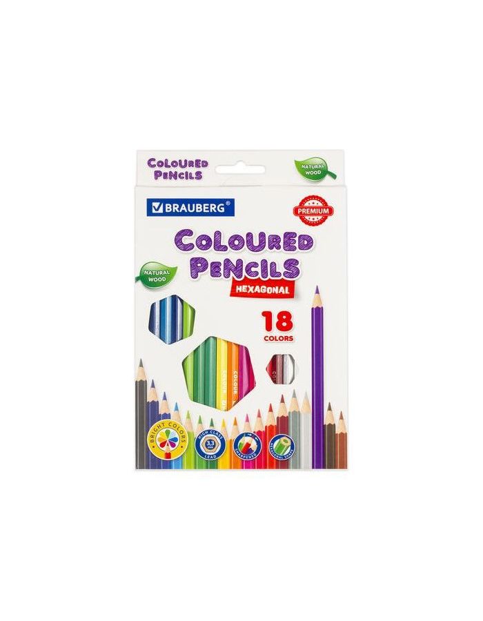 Карандаши цветные BRAUBERG PREMIUM, 18 цветов, шестигранные, грифель мягкий 3,3 мм, 181657
Карандаши цветные BRAUBERG PREMIUM, 18 цветов, шестигранные, грифель мягкий 3,3 мм, 181657