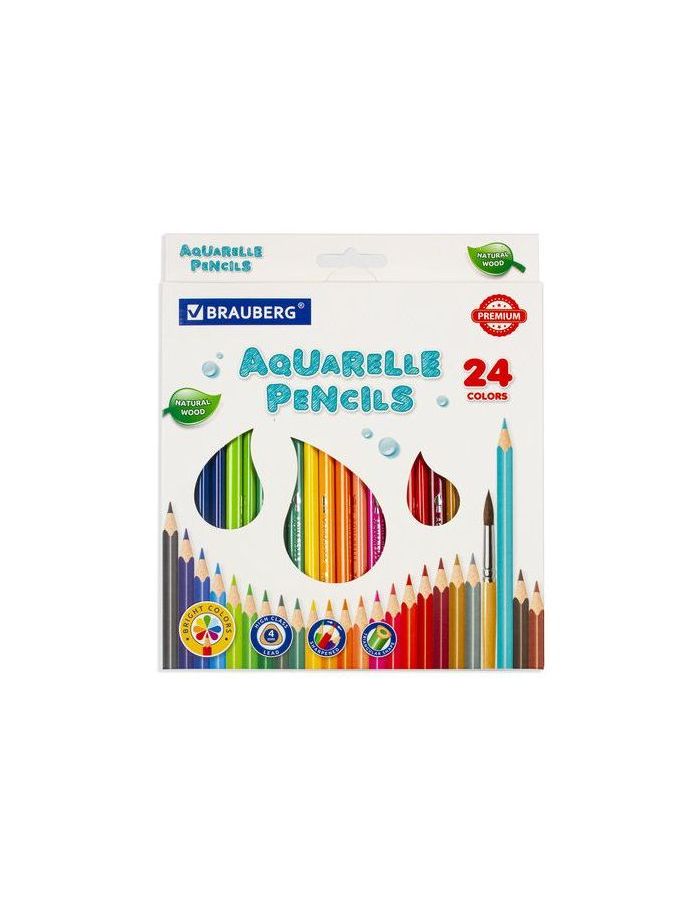 Карандаши цветные акварельные BRAUBERG PREMIUM AQUARELLE, 24 цвета, грифель мягкий 4 мм, 181673
Карандаши цветные акварельные BRAUBERG PREMIUM AQUARELLE, 24 цвета, грифель мягкий 4 мм, 181673