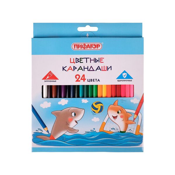 181818, Карандаши цветные ПИФАГОР Веселые акулята, 24 цвета, классические, заточенные, 181818
181818, Карандаши цветные ПИФАГОР Веселые акулята, 24 цвета, классические, заточенные, 181818