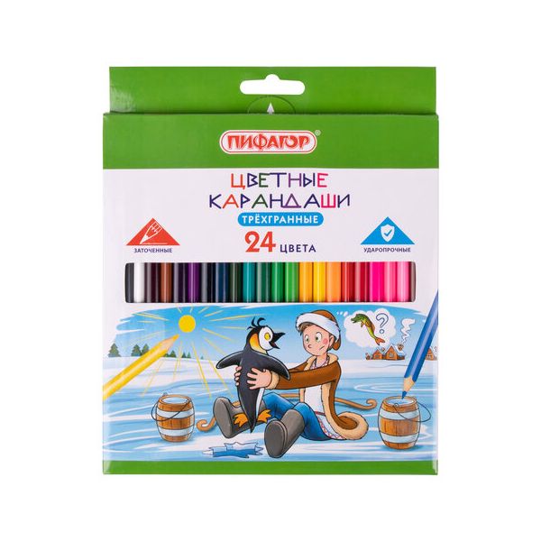 181823, Карандаши цветные ПИФАГОР Сказки, 24 цвета, классические, заточенные, 181823
181823, Карандаши цветные ПИФАГОР Сказки, 24 цвета, классические, заточенные, 181823
