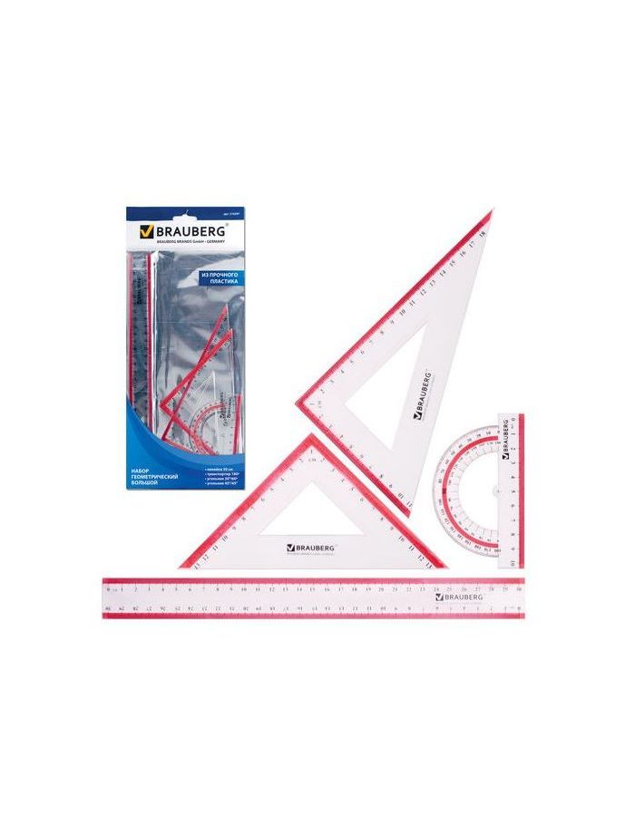Набор чертежный большой BRAUBERG Crystal (линейка 30 см, 2 угольника, транспортир), выделенная шкала, 210297, (6 шт.)
Набор чертежный большой BRAUBERG Crystal (линейка 30 см, 2 угольника, транспортир), выделенная шкала, 210297, (6 шт.)