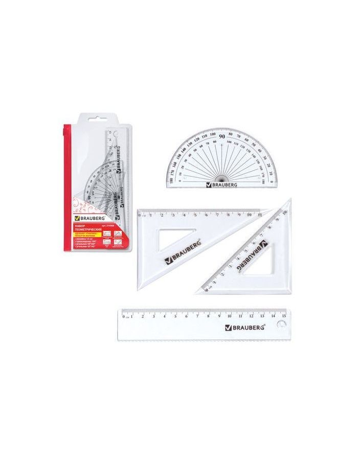 Набор чертежный малый BRAUBERG (линейка 15 см, 2 угольника, транспортир), конверт на молнии, 210306, (6 шт.)
Набор чертежный малый BRAUBERG (линейка 15 см, 2 угольника, транспортир), конверт на молнии, 210306, (6 шт.)