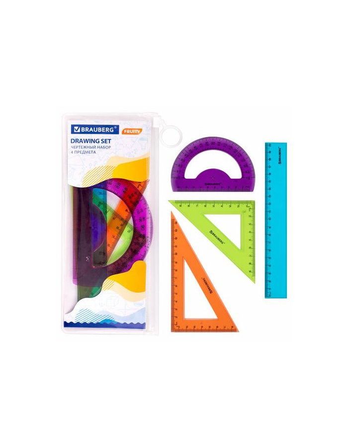 210771, Набор чертежный средний BRAUBERG FRUITY (линейка 20см, 2 треуг., трансп.), ассорти, пенал, 210771
210771, Набор чертежный средний BRAUBERG FRUITY (линейка 20см, 2 треуг., трансп.), ассорти, пенал, 210771