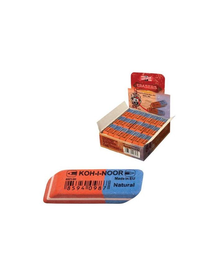 Резинка стирательная KOH-I-NOOR, прямоугольная, скошенные углы, 42х14х8 мм, красная/синяя, картонный дисплей, 6521080006KDRU, (84 шт.)
Резинка стирательная KOH-I-NOOR, прямоугольная, скошенные углы, 42х14х8 мм, красная/синяя, картонный дисплей, 6521080006KDRU, (84 шт.)