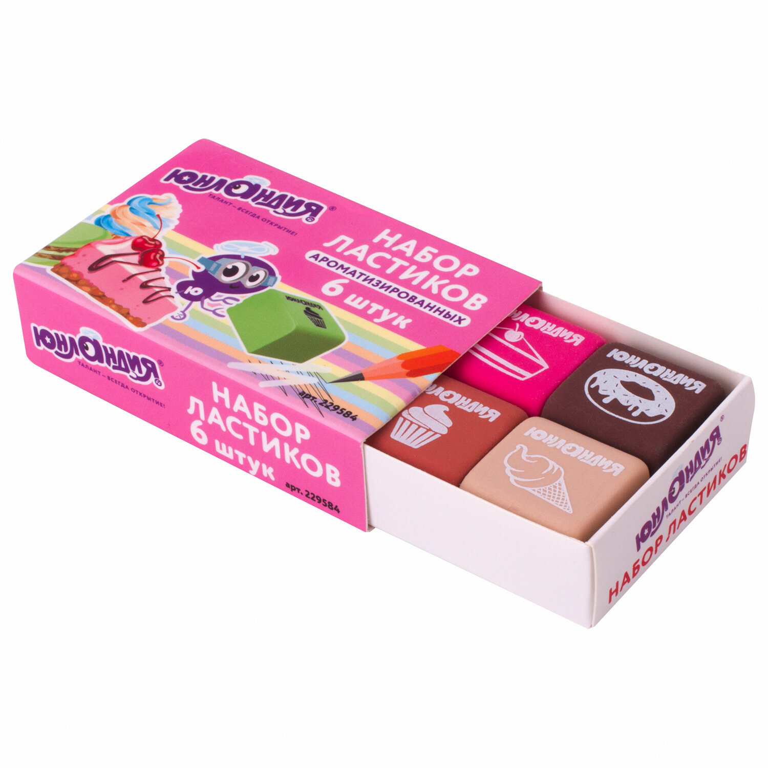 229584, Набор ластиков ЮНЛАНДИЯ "СЛАДКИЕ ИСТОРИИ" 6 шт., размер 21х21х16 мм, ароматизированные, 229584,
229584, Набор ластиков ЮНЛАНДИЯ "СЛАДКИЕ ИСТОРИИ" 6 шт., размер 21х21х16 мм, ароматизированные, 229584,
