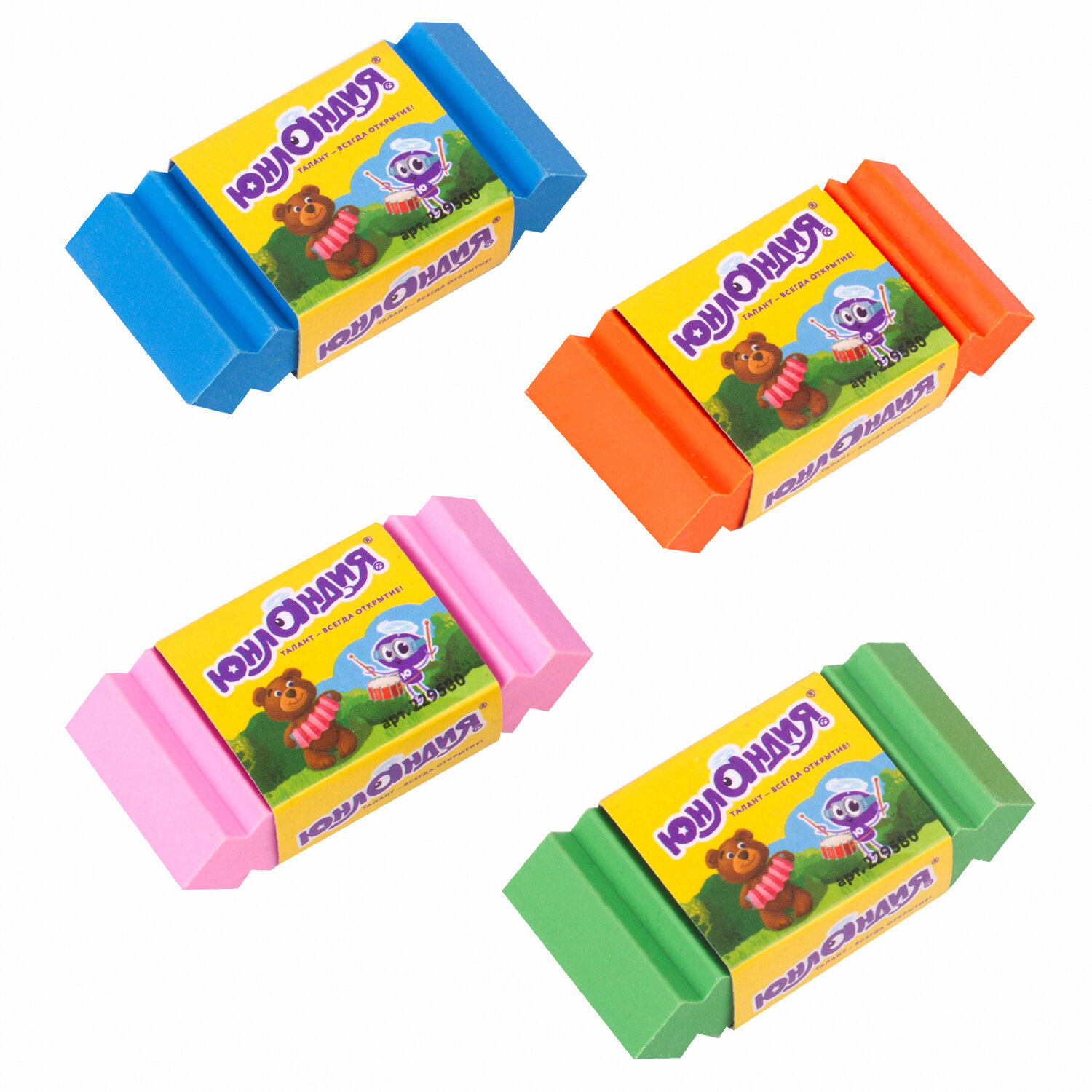 229580, (цена за 24 шт.) Ластик ЮНЛАНДИЯ "Юнландик-музыкант", 54х25х13 мм, ассорти, 229580
229580, (цена за 24 шт.) Ластик ЮНЛАНДИЯ "Юнландик-музыкант", 54х25х13 мм, ассорти, 229580