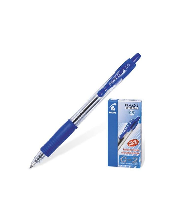 Ручка гелевая автоматическая с грипом PILOT G-2, СИНЯЯ, корпус прозрачный, узел 0,5 мм, линия письма 0,3 мм, BL-G2-5
Ручка гелевая автоматическая с грипом PILOT G-2, СИНЯЯ, корпус прозрачный, узел 0,5 мм, линия письма 0,3 мм, BL-G2-5