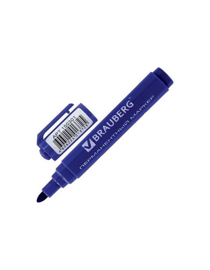 Маркер перманентный (нестираемый) BRAUBERG Classic, СИНИЙ, круглый наконечник, 3 мм, с клипом, 150301, (20 шт.)
Маркер перманентный (нестираемый) BRAUBERG Classic, СИНИЙ, круглый наконечник, 3 мм, с клипом, 150301, (20 шт.)
