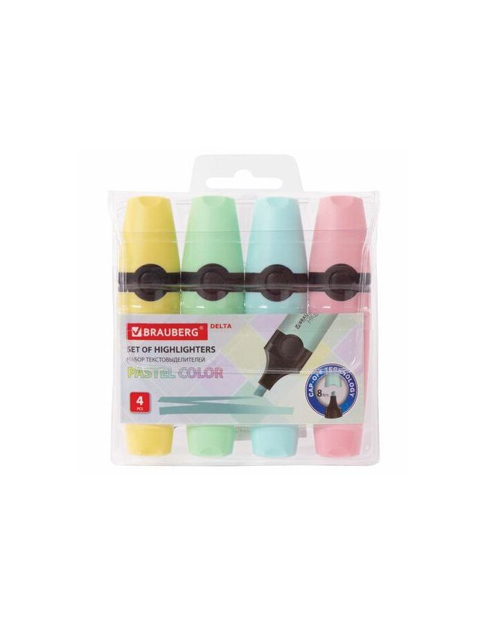 Набор текстовыделителей BRAUBERG 4 шт., АССОРТИ, "DELTA PASTEL", линия 1-5 мм, 151735
Набор текстовыделителей BRAUBERG 4 шт., АССОРТИ, "DELTA PASTEL", линия 1-5 мм, 151735