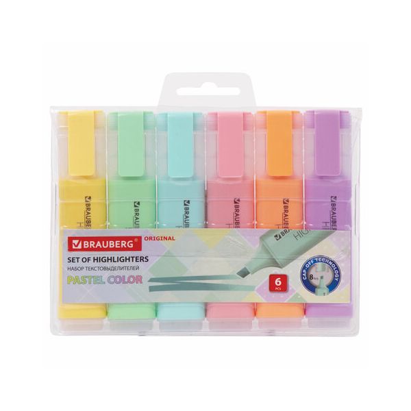 Набор текстовыделителей BRAUBERG 6 шт., АССОРТИ, "ORIGINAL PASTEL", линия 1-5 мм, 151698
Набор текстовыделителей BRAUBERG 6 шт., АССОРТИ, "ORIGINAL PASTEL", линия 1-5 мм, 151698