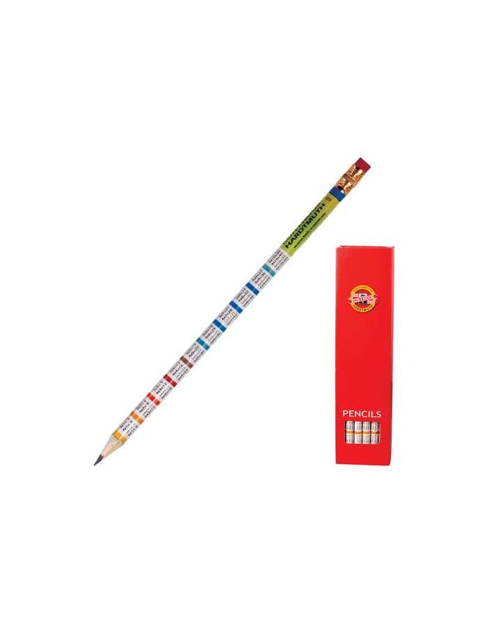 Карандаш чернографитный KOH-I-NOOR, 1 шт., Multiplication, НВ, с резинкой, заточенный, 1231002477KSNV, (36 шт.)
Карандаш чернографитный KOH-I-NOOR, 1 шт., Multiplication, НВ, с резинкой, заточенный, 1231002477KSNV, (36 шт.)