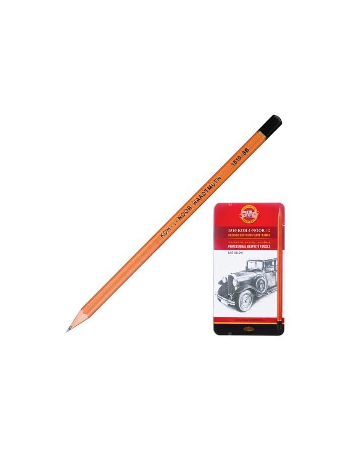 Карандаши чернографитные KOH-I-NOOR, НАБОР 12 шт., Art, 8В-2H, без резинки, металлическая коробка, 1512N12001PL
Карандаши чернографитные KOH-I-NOOR, НАБОР 12 шт., Art, 8В-2H, без резинки, металлическая коробка, 1512N12001PL