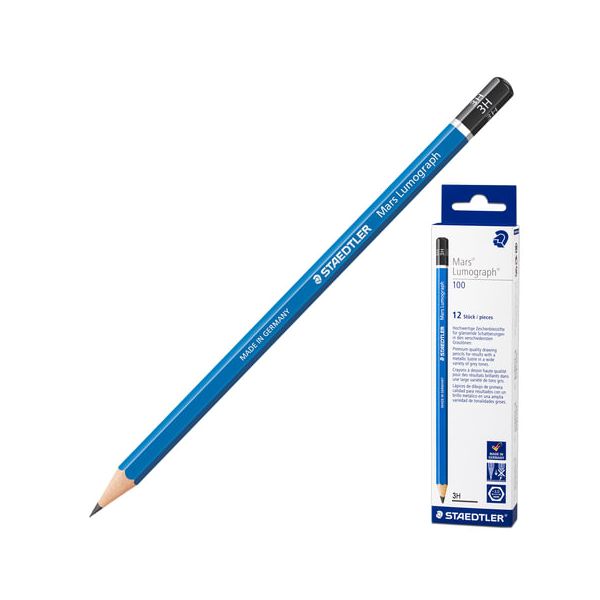 Карандаш чернографитный STAEDTLER ПРЕМИУМ (Германия), 1 шт., "Mars Lumograph", без резинки, 3H, грифель 2 мм, 100-3H
Карандаш чернографитный STAEDTLER ПРЕМИУМ (Германия), 1 шт., "Mars Lumograph", без резинки, 3H, грифель 2 мм, 100-3H