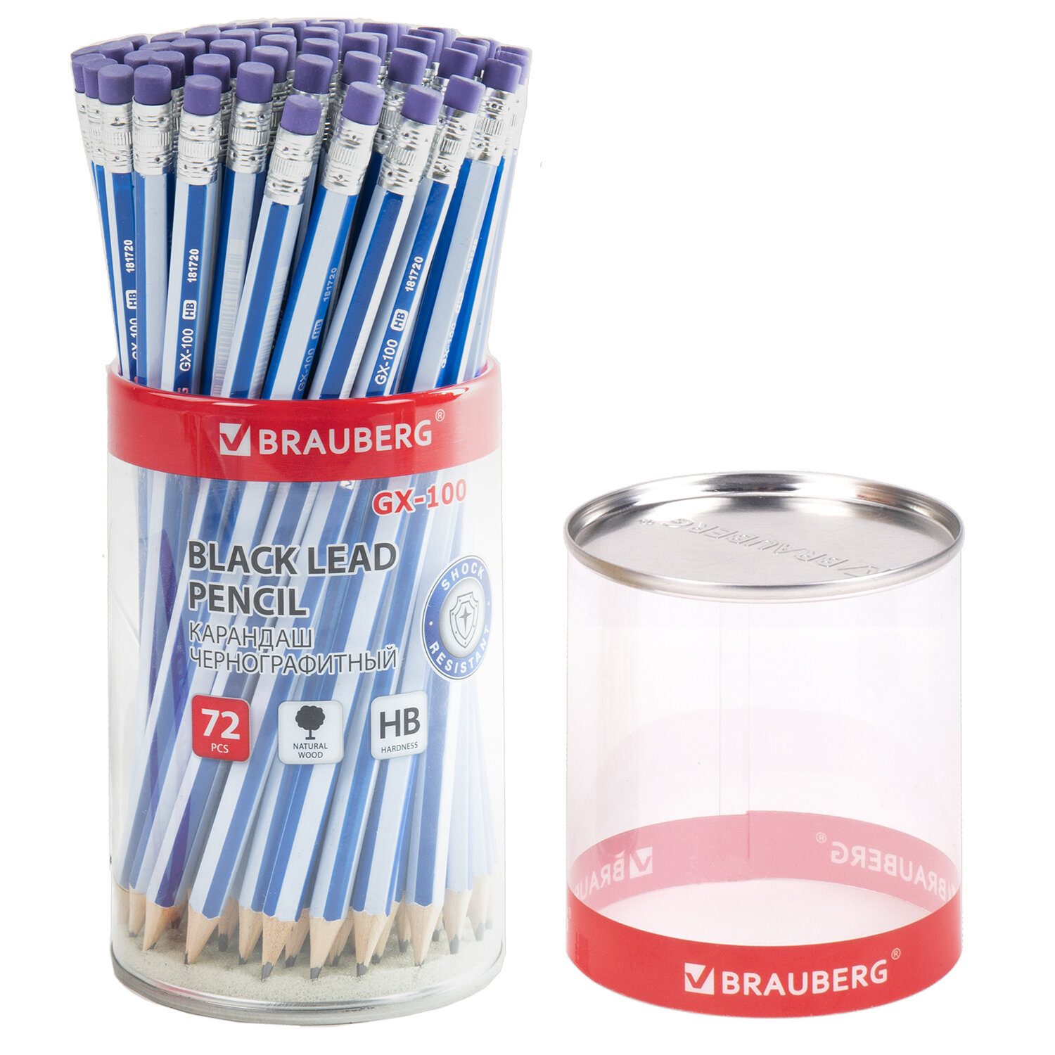181720, (цена за 72 шт.) Карандаш чернографитный BRAUBERG "GX-100", 1 шт., HB, с ластиком, корпус синий, 181720
181720, (цена за 72 шт.) Карандаш чернографитный BRAUBERG "GX-100", 1 шт., HB, с ластиком, корпус синий, 181720