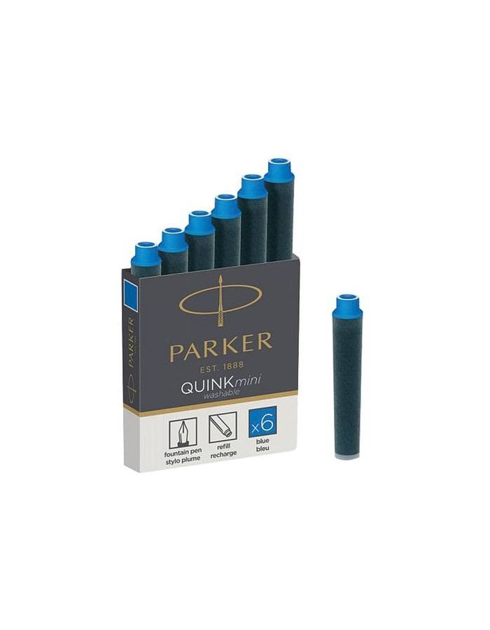 Картриджи чернильные PARKER Мини Cartridge Quink, КОМПЛЕКТ 6 шт., смываемые чернила, синие, 1950409
Картриджи чернильные PARKER Мини Cartridge Quink, КОМПЛЕКТ 6 шт., смываемые чернила, синие, 1950409