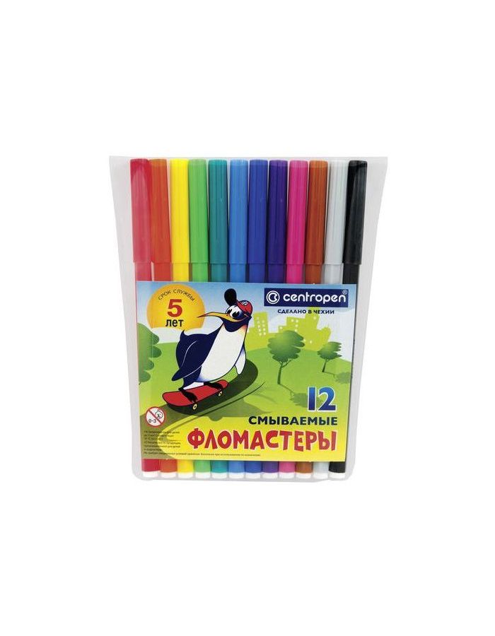 Фломастеры CENTROPEN, 12 цветов, Пингвины, смываемые, вентилируемый колпачок, полибег, 7790/12
Фломастеры CENTROPEN, 12 цветов, Пингвины, смываемые, вентилируемый колпачок, полибег, 7790/12