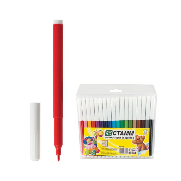 Фломастеры СТАММ Веселые игрушки, 18 цветов, вентилируемый колпачок, европодвес, ФВ05, (5 шт.)
Фломастеры СТАММ Веселые игрушки, 18 цветов, вентилируемый колпачок, европодвес, ФВ05, (5 шт.)
