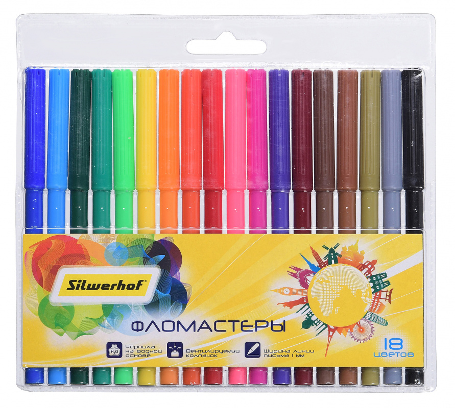 Фломастеры Silwerhof Солнечная коллекция 18 цветов 867222-18 (12 шт. в уп-ке)
Фломастеры Silwerhof Солнечная коллекция 18 цветов 867222-18 (12 шт. в уп-ке)