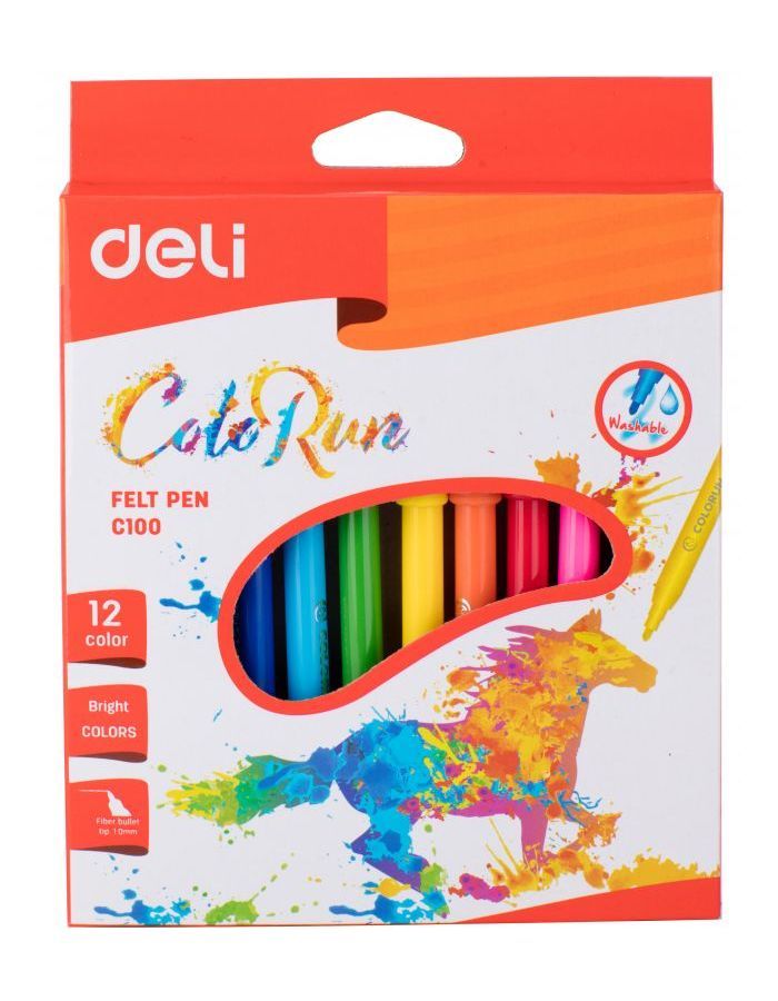 Фломастеры Deli ColoRun 12 цветов EC10000 (24 шт. в уп-ке)
Фломастеры Deli ColoRun 12 цветов EC10000 (24 шт. в уп-ке)