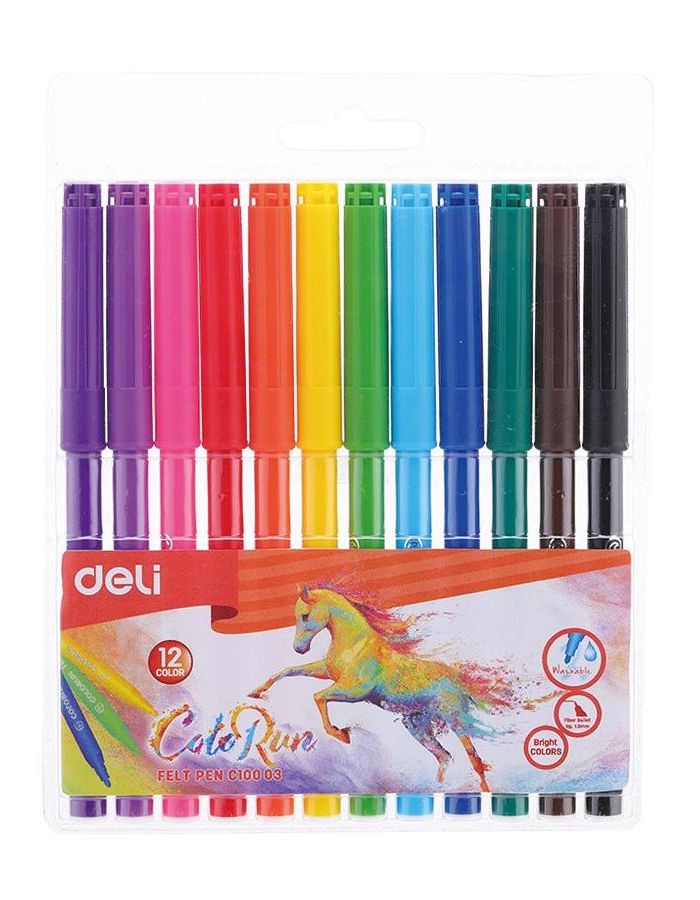 Фломастеры Deli ColoRun 12 цветов EC10003 (12 шт. в уп-ке)
Фломастеры Deli ColoRun 12 цветов EC10003 (12 шт. в уп-ке)