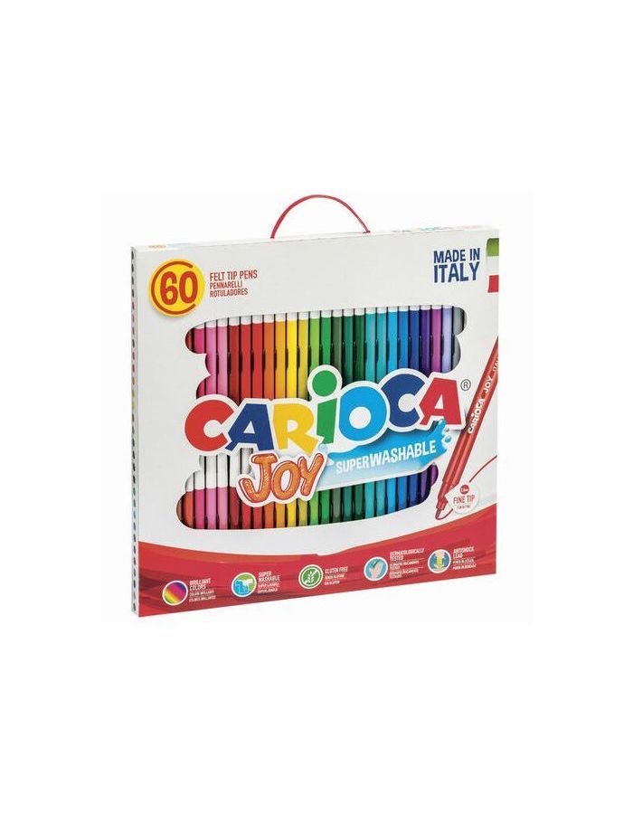 Фломастеры CARIOCA (Италия) "Joy", 60 шт., 30 цветов, суперсмываемые, картонная коробка с ручкой, 41015
Фломастеры CARIOCA (Италия) "Joy", 60 шт., 30 цветов, суперсмываемые, картонная коробка с ручкой, 41015