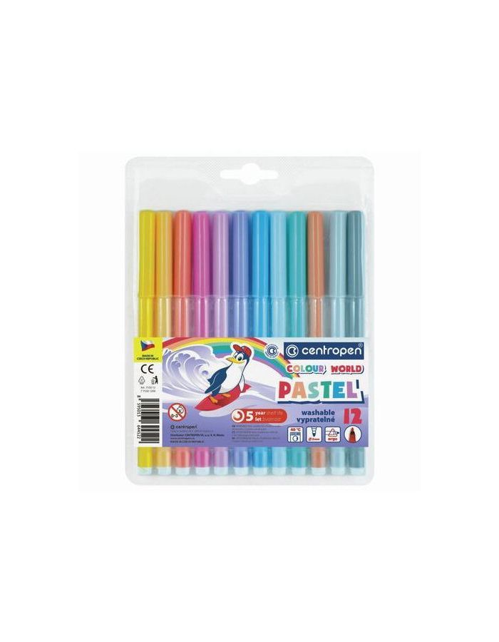 Фломастеры ПАСТЕЛЬНЫЕ 12 ЦВЕТОВ CENTROPEN "Colour World Pastel", смываемые, 7550/12TP, 7 7550 1287
Фломастеры ПАСТЕЛЬНЫЕ 12 ЦВЕТОВ CENTROPEN "Colour World Pastel", смываемые, 7550/12TP, 7 7550 1287