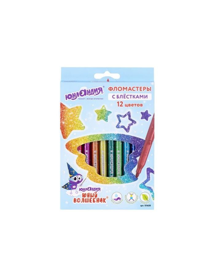Фломастеры с блестками ЮНЛАНДИЯ 12 цветов, "ЮНЫЙ ВОЛШЕБНИК", ударопрочный наконечник, вентилируемый колпачок, картон, 151650
Фломастеры с блестками ЮНЛАНДИЯ 12 цветов, "ЮНЫЙ ВОЛШЕБНИК", ударопрочный наконечник, вентилируемый колпачок, картон, 151650
