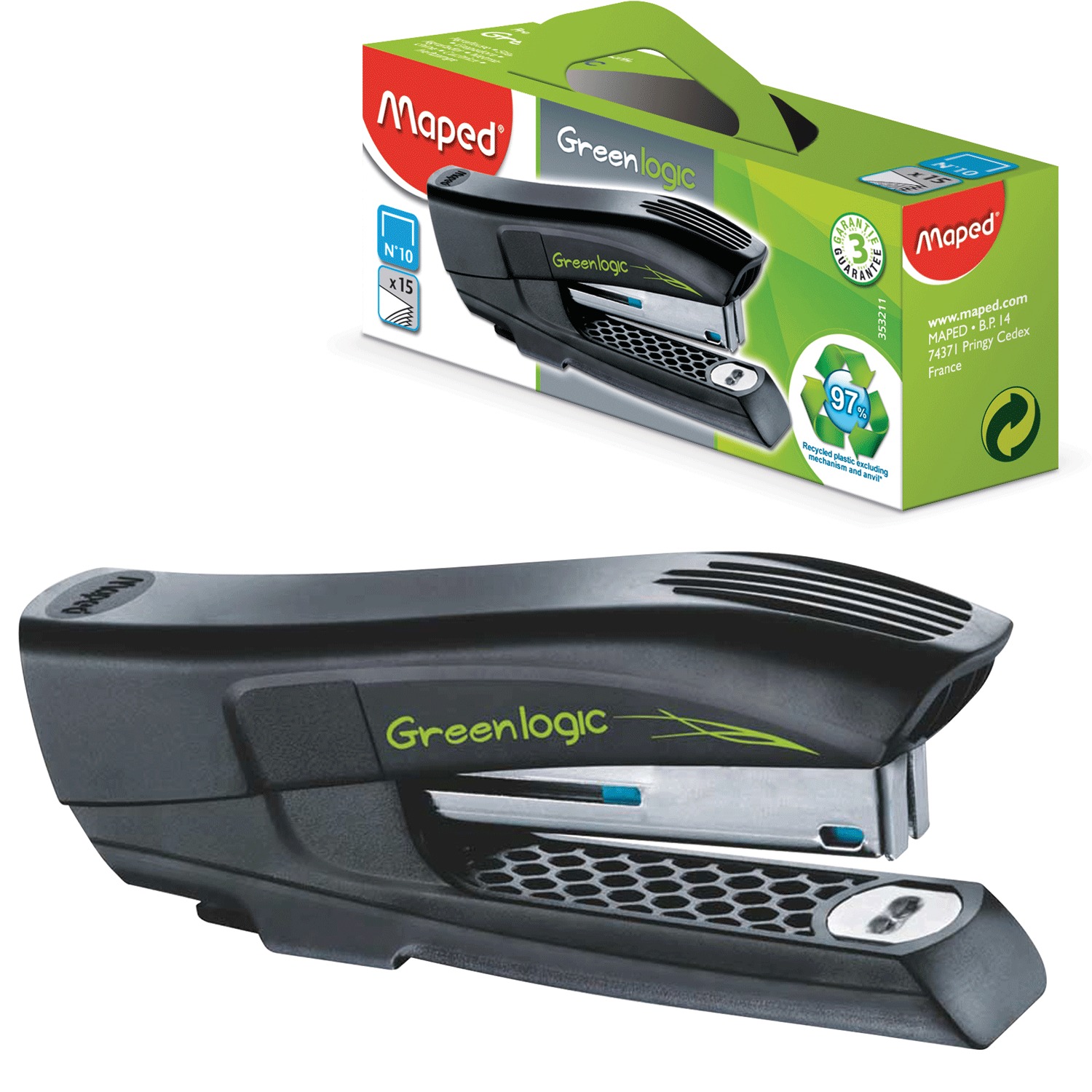 Степлер №10 MAPED (Франция) Greenlogic, до 15 листов, с антистеплером, черный, 353211
Степлер №10 MAPED (Франция) Greenlogic, до 15 листов, с антистеплером, черный, 353211