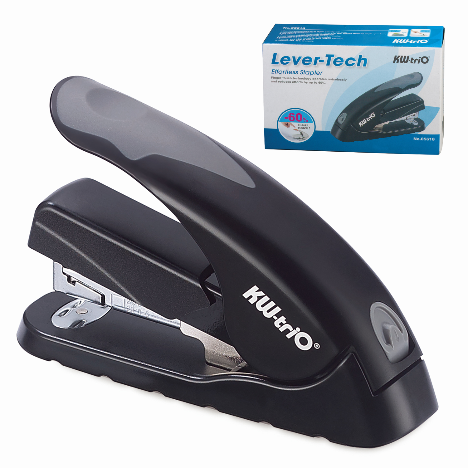 Степлер №24/6, 24/8, 26/6, 26/8 KW-trio Soft-touch, до 40 листов, ЭНЕРГОСБЕРЕГАЮЩИЙ, черный, -5618
Степлер №24/6, 24/8, 26/6, 26/8 KW-trio Soft-touch, до 40 листов, ЭНЕРГОСБЕРЕГАЮЩИЙ, черный, -5618