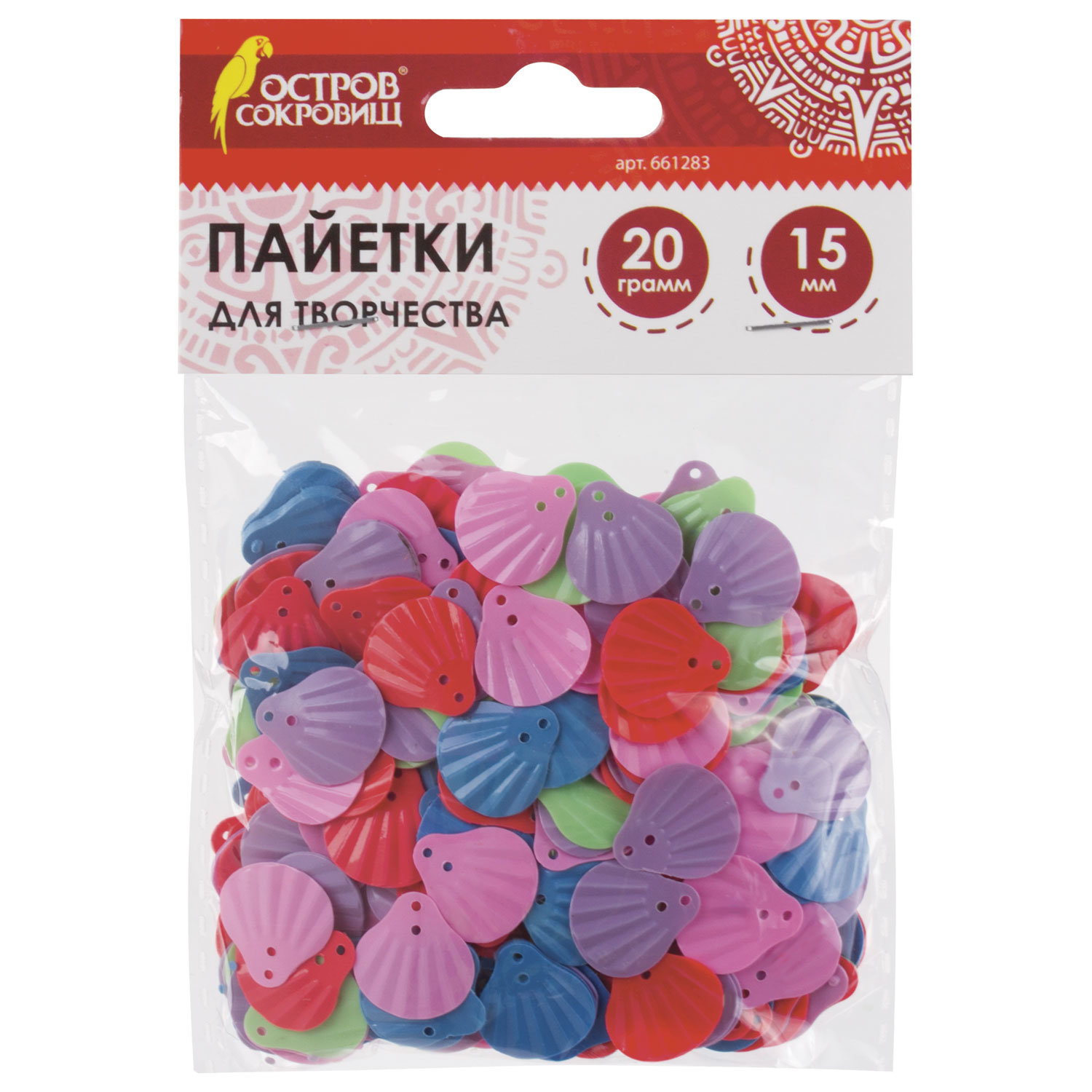 Пайетки для творчества Ракушки, цвет пастель ассорти, 15 мм, 20 грамм, ОСТРОВ СОКРОВИЩ, 661283, (8 шт.)
Пайетки для творчества Ракушки, цвет пастель ассорти, 15 мм, 20 грамм, ОСТРОВ СОКРОВИЩ, 661283, (8 шт.)
