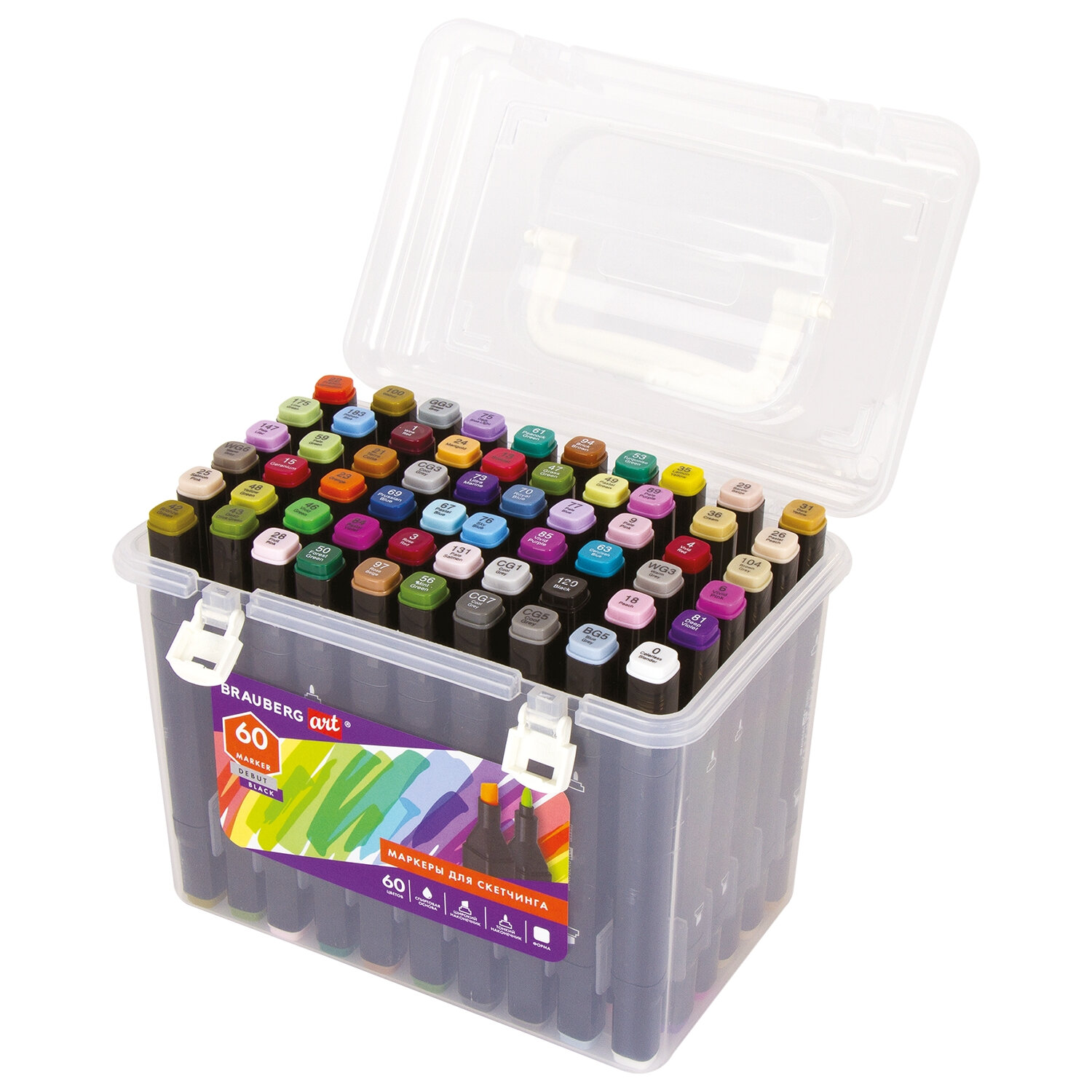 152131, Маркеры для скетчинга двусторонние BRAUBERG ART DEBUT "BLACK", НАБОР 60 шт., пластиковый кейс, 152131
152131, Маркеры для скетчинга двусторонние BRAUBERG ART DEBUT "BLACK", НАБОР 60 шт., пластиковый кейс, 152131