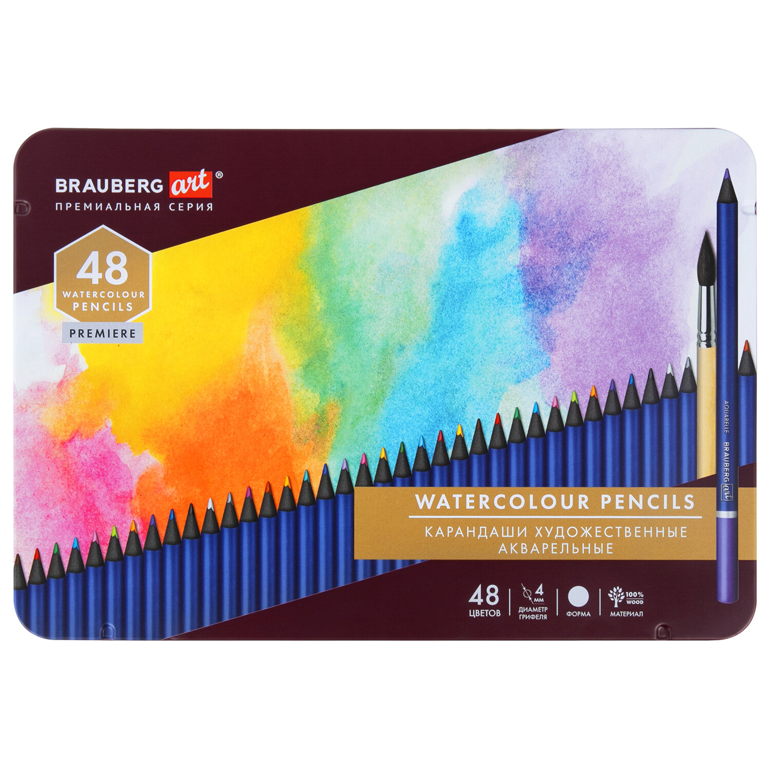 181924, Карандаши художественные цветные акварельные, 48 цветов, 4 мм, металлический кейс, BRAUBERG ART PREMIERE, 181924
181924, Карандаши художественные цветные акварельные, 48 цветов, 4 мм, металлический кейс, BRAUBERG ART PREMIERE, 181924