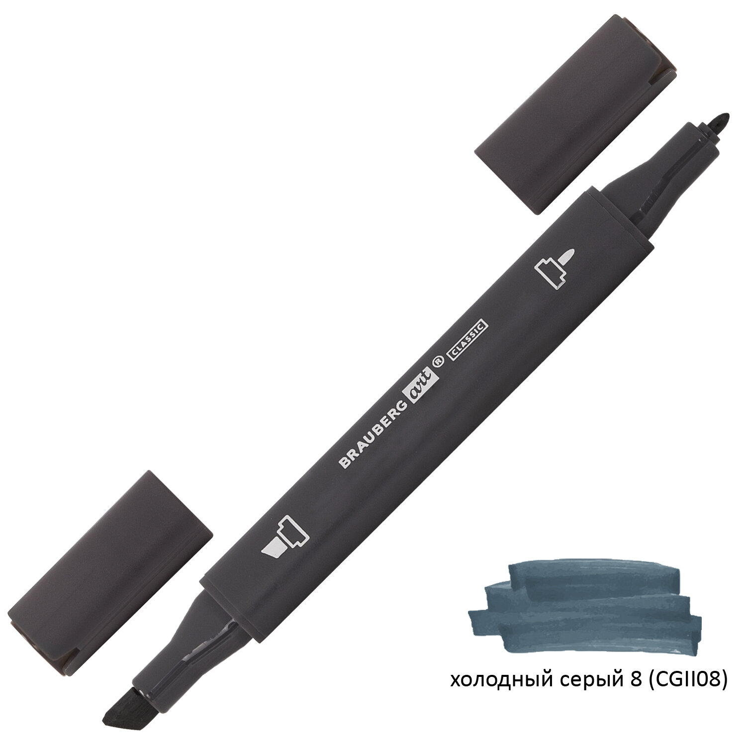 151875, (цена за 6 шт.) Маркер для скетчинга двусторонний 1 мм - 6 мм BRAUBERG ART CLASSIC, ХОЛОДНЫЙ СЕРЫЙ 8 (CGII08), 151875
151875, (цена за 6 шт.) Маркер для скетчинга двусторонний 1 мм - 6 мм BRAUBERG ART CLASSIC, ХОЛОДНЫЙ СЕРЫЙ 8 (CGII08), 151875