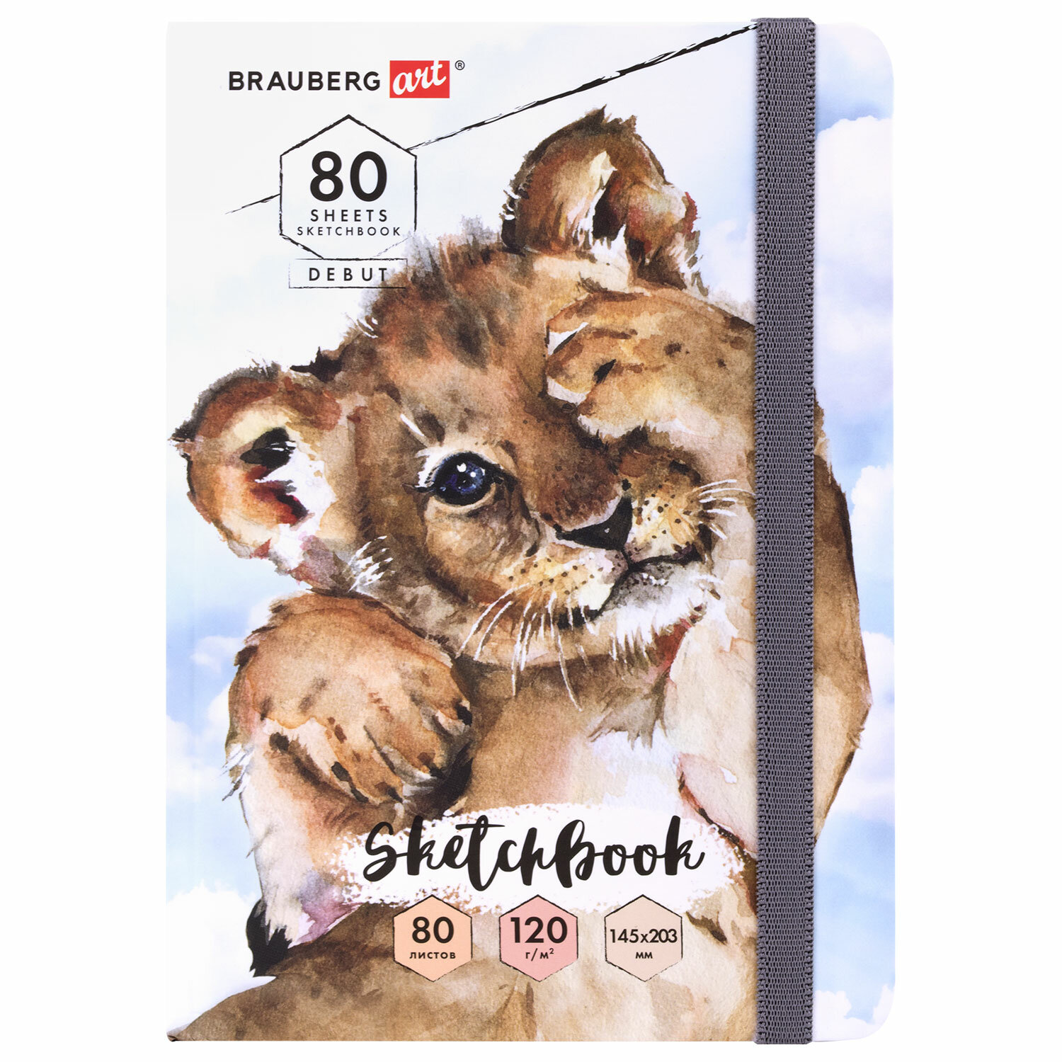 114585, Скетчбук, белая бумага 120 г/м2, 145х203 мм, 80 л., резинка, твердый, BRAUBERG ART DEBUT "Львёнок", 114585
114585, Скетчбук, белая бумага 120 г/м2, 145х203 мм, 80 л., резинка, твердый, BRAUBERG ART DEBUT "Львёнок", 114585