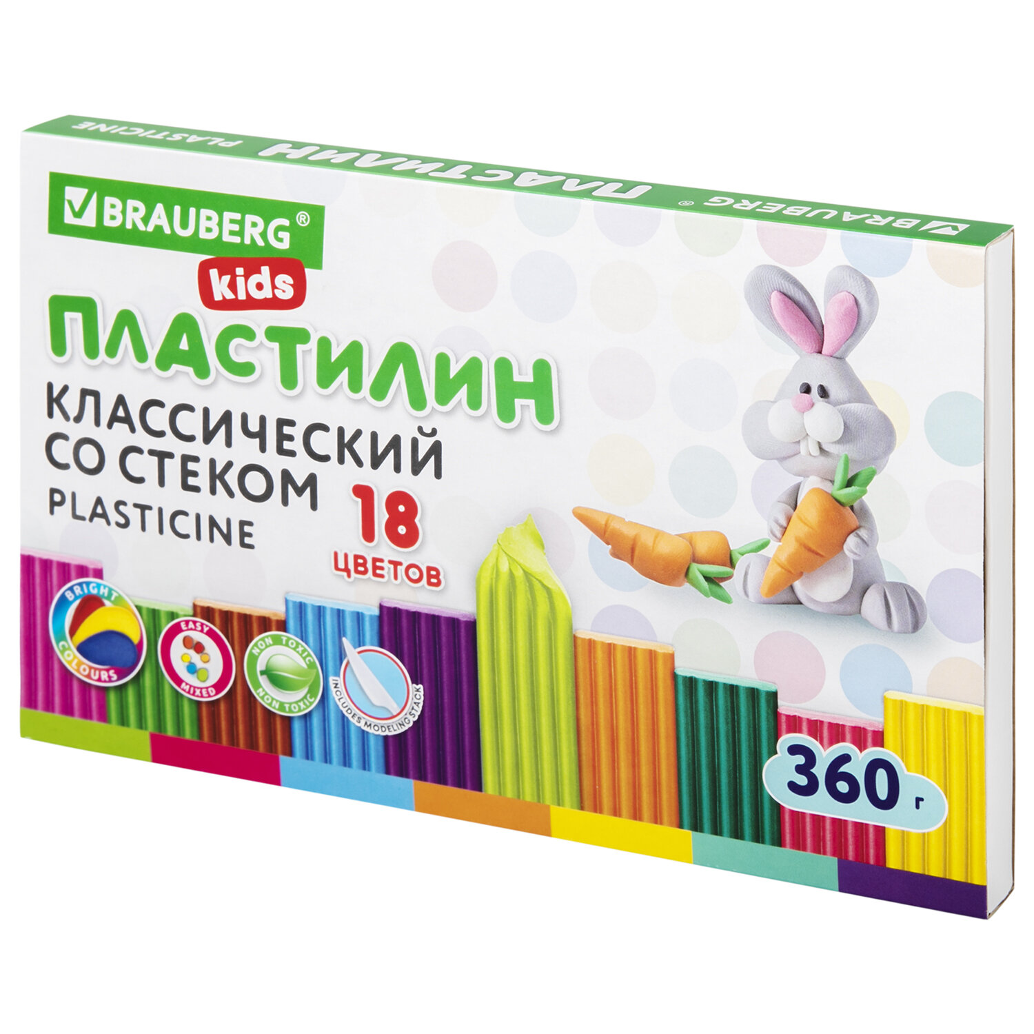 106510, Пластилин классический BRAUBERG KIDS, 18 цветов, 360 г, со стеком, 106510
106510, Пластилин классический BRAUBERG KIDS, 18 цветов, 360 г, со стеком, 106510