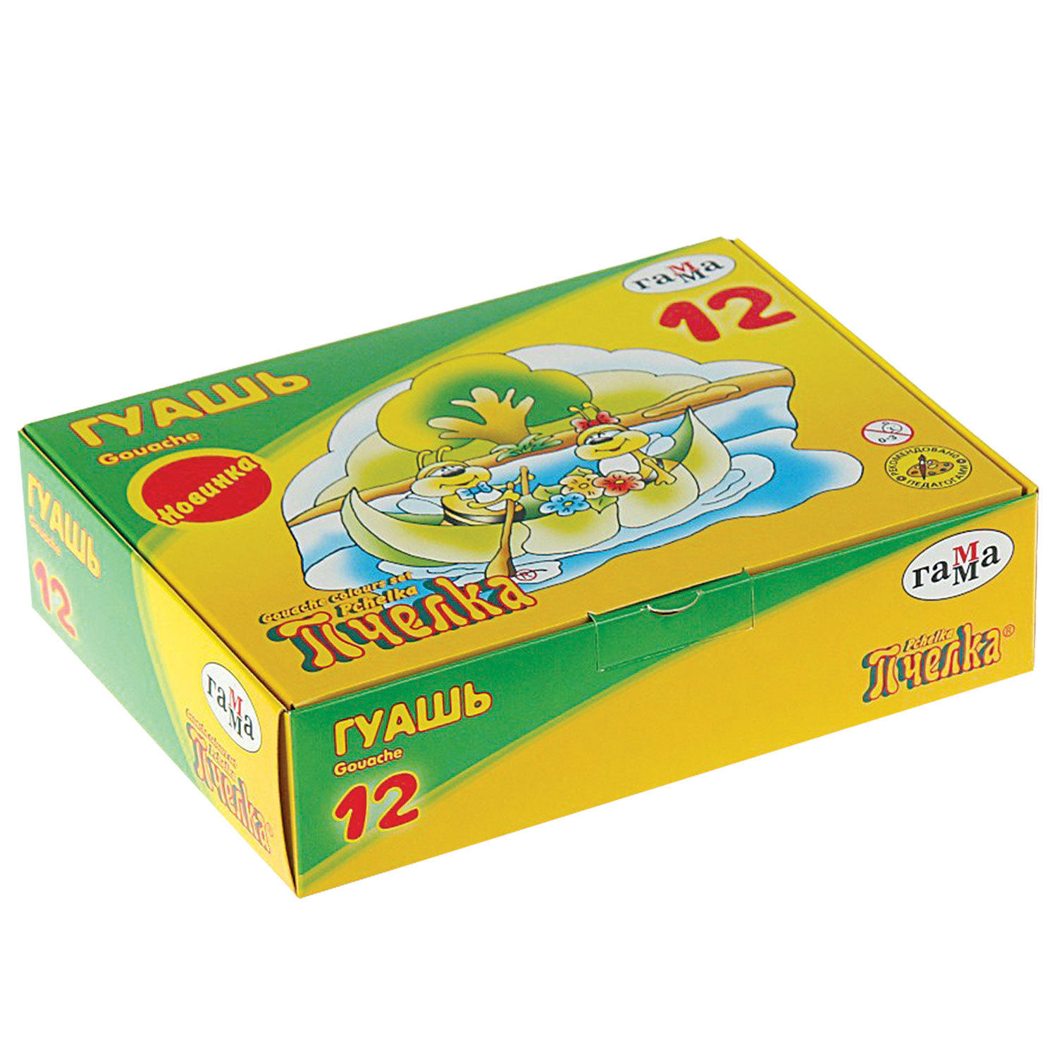 Гуашь ГАММА Пчелка, 12 цветов по 20 мл, без кисти, картонная упаковка, 221014_12
Гуашь ГАММА Пчелка, 12 цветов по 20 мл, без кисти, картонная упаковка, 221014_12