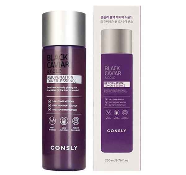 Омолаживающий тонер-эссенция Consly с черной икрой и золотом, 200мл
Омолаживающий тонер-эссенция Consly с черной икрой и золотом, 200мл
