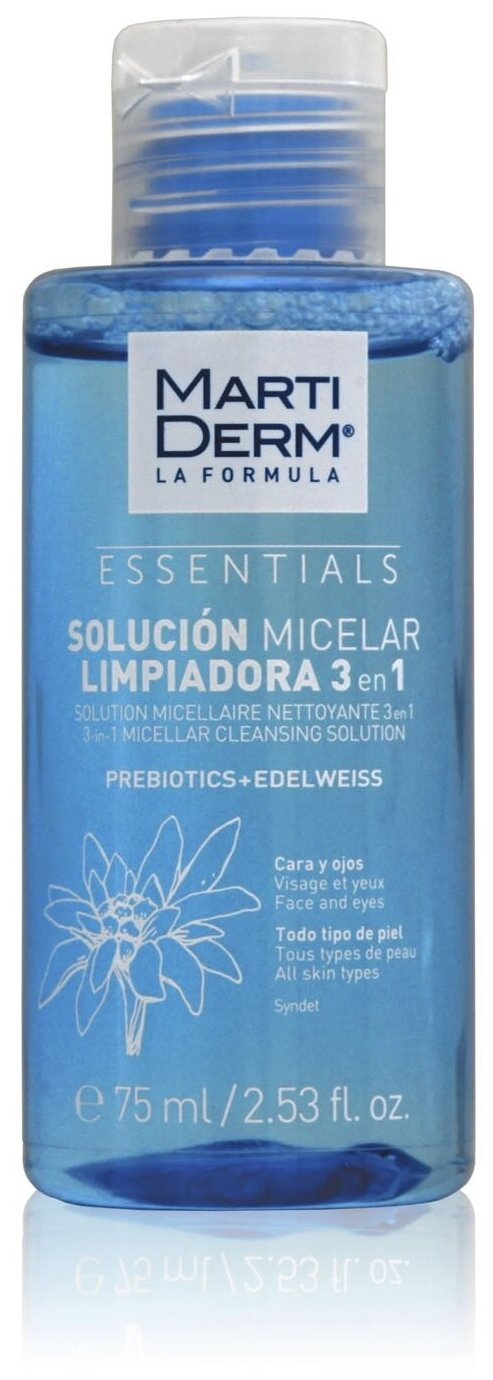 Мицеллярный очищающий раствор 3в1 Martiderm Essentials 75 мл
Мицеллярный очищающий раствор 3в1 Martiderm Essentials 75 мл