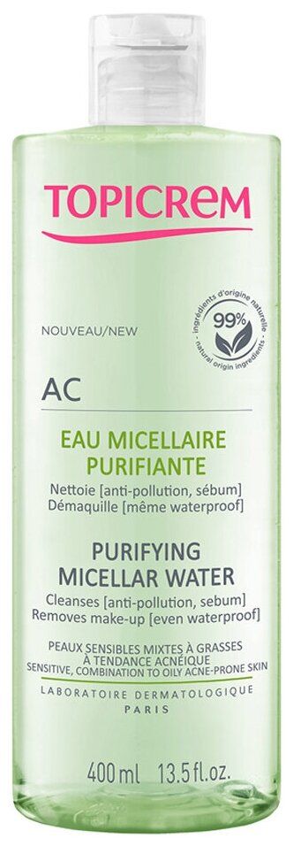 Очищающая мицеллярная вода Topicrem 400 мл
Очищающая мицеллярная вода Topicrem 400 мл