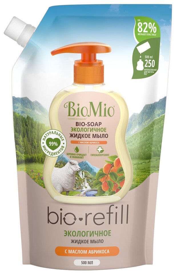 Жидкое мыло BIOMIO с маслом абрикоса, 500 мл Refill
Жидкое мыло BIOMIO с маслом абрикоса, 500 мл Refill