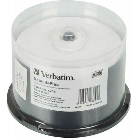 Диск DVD-R Verbatim 4.7Gb 16x Cake Box (50шт) Printable (43755)
Диск DVD-R Verbatim 4.7Gb 16x Cake Box (50шт) Printable (43755)