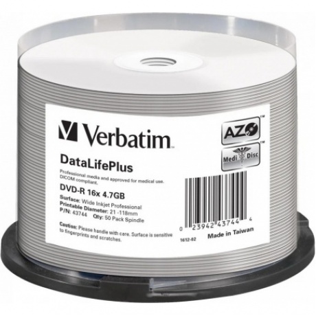 Диск DVD-R Verbatim 4.7Gb 16x Cake Box (50шт) Printable (43744)
Диск DVD-R Verbatim 4.7Gb 16x Cake Box (50шт) Printable (43744)