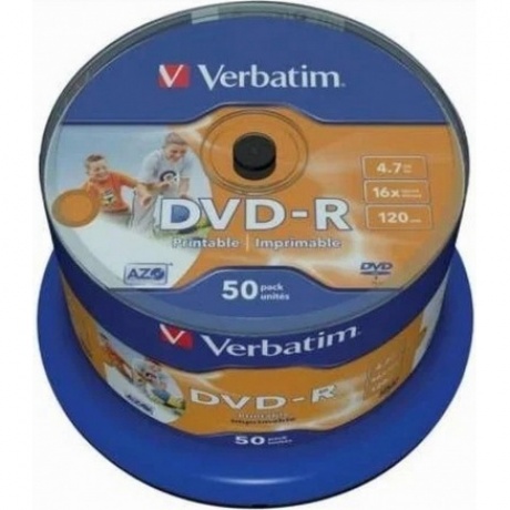 Диск DVD-R Verbatim 4.7Gb 16x Cake Box (50шт) Printable (43533)
Диск DVD-R Verbatim 4.7Gb 16x Cake Box (50шт) Printable (43533)