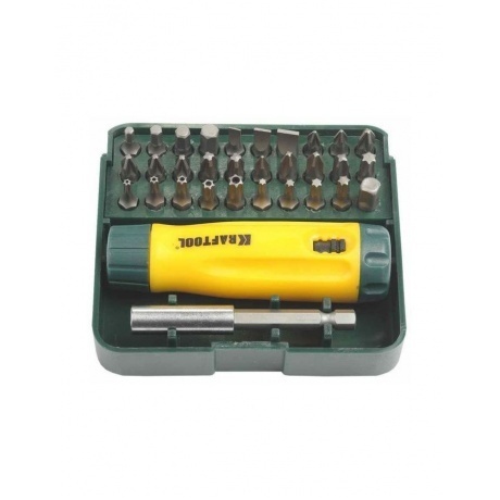 Отвертка с набором бит Kraftool 26142-H32
Отвертка с набором бит Kraftool 26142-H32
