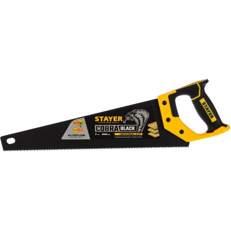 Ножовка универсальная (пила) Cobra BLACK 400 мм, 7TPI, тефлон покрытие, рез вдоль и поперек волокон, для средних заготовок, фанеры, ДСП, МДФ, STAYER
Ножовка универсальная (пила) Cobra BLACK 400 мм, 7TPI, тефлон покрытие, рез вдоль и поперек волокон, для средних заготовок, фанеры, ДСП, МДФ, STAYER